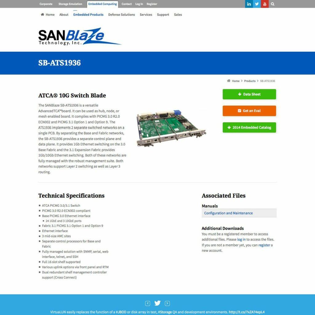 SANBlaze.com product page (not logged in)