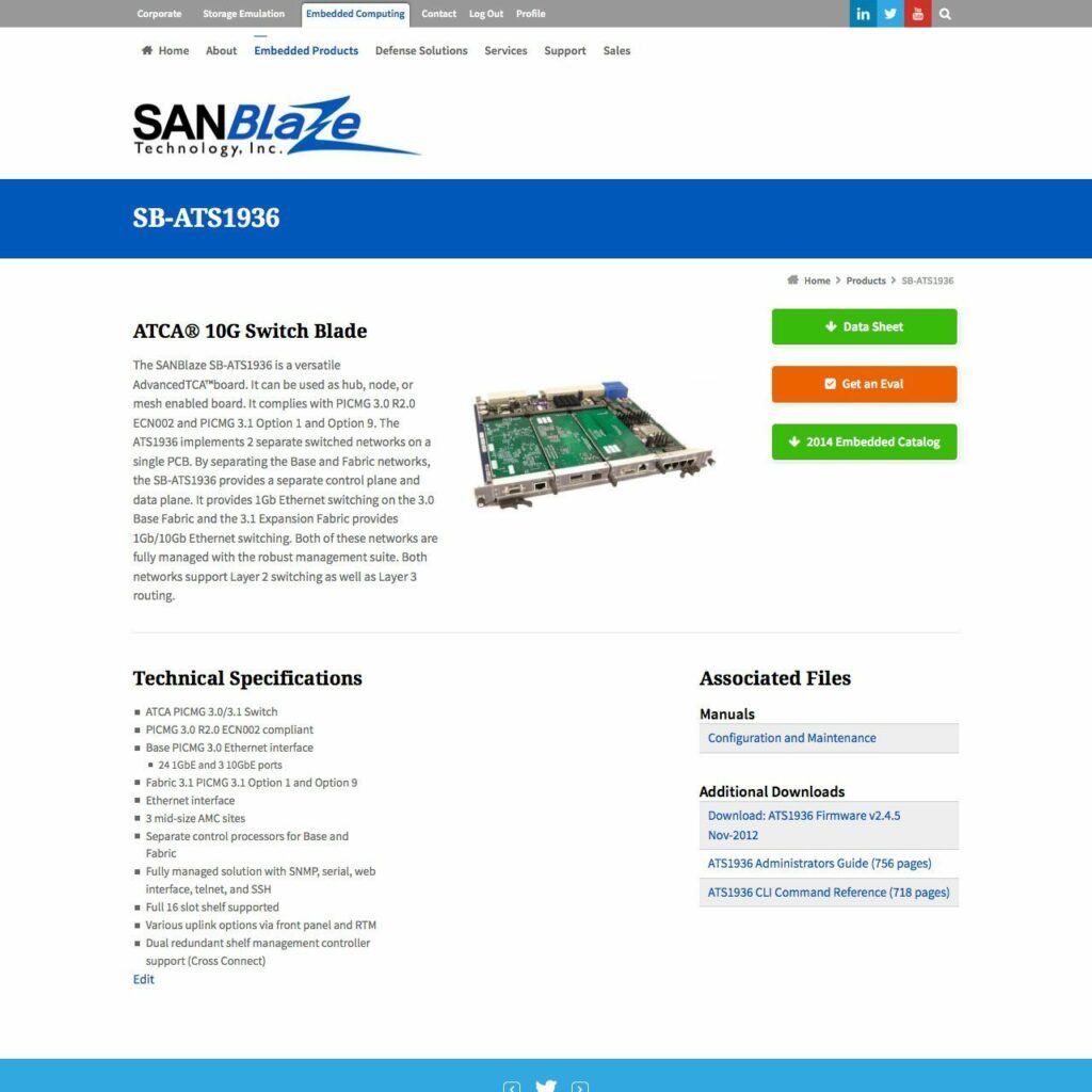 SANBlaze.com product page (logged in)