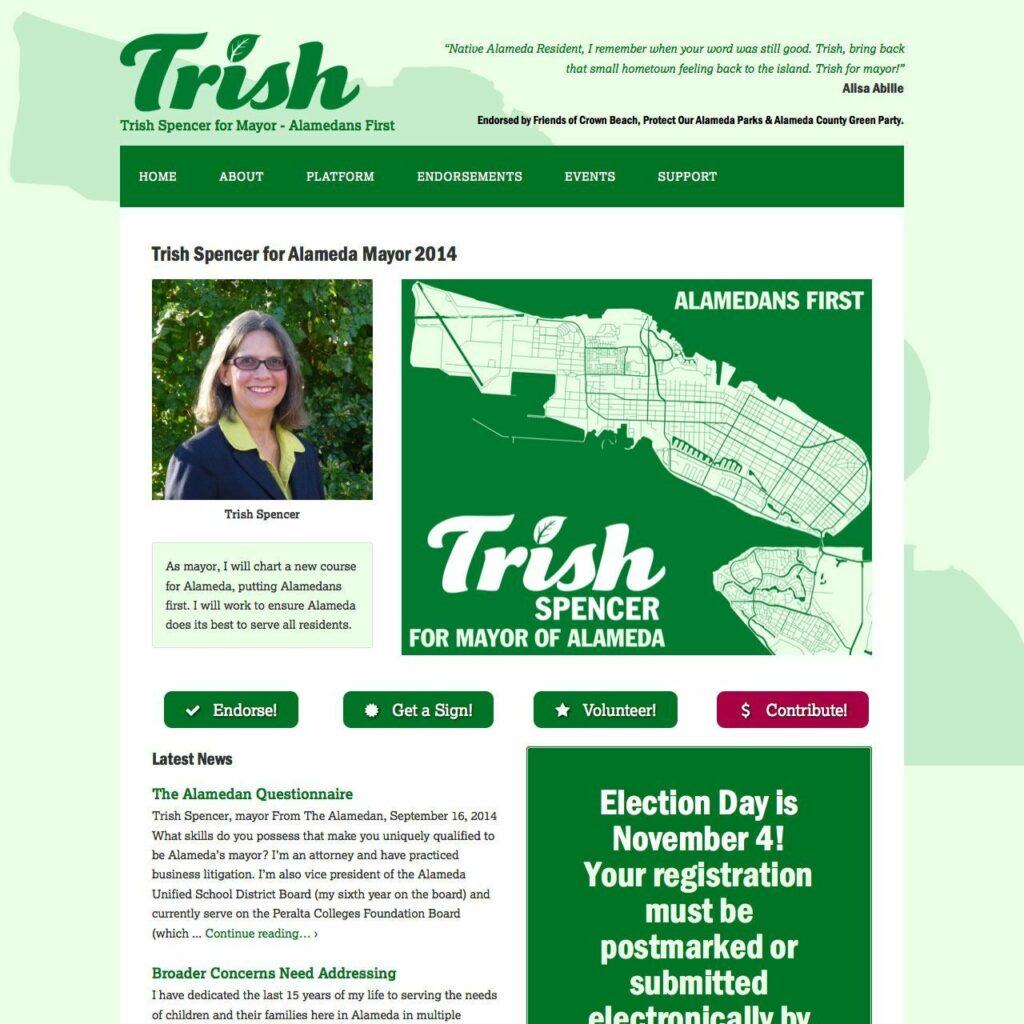TrishforMayor.com campaign home page