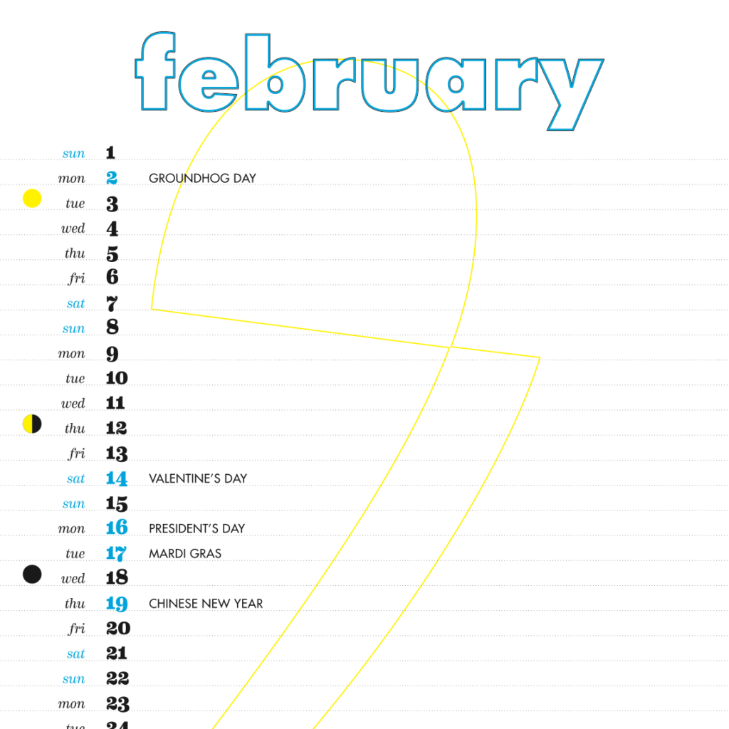 2015 self-promotional calendar, February