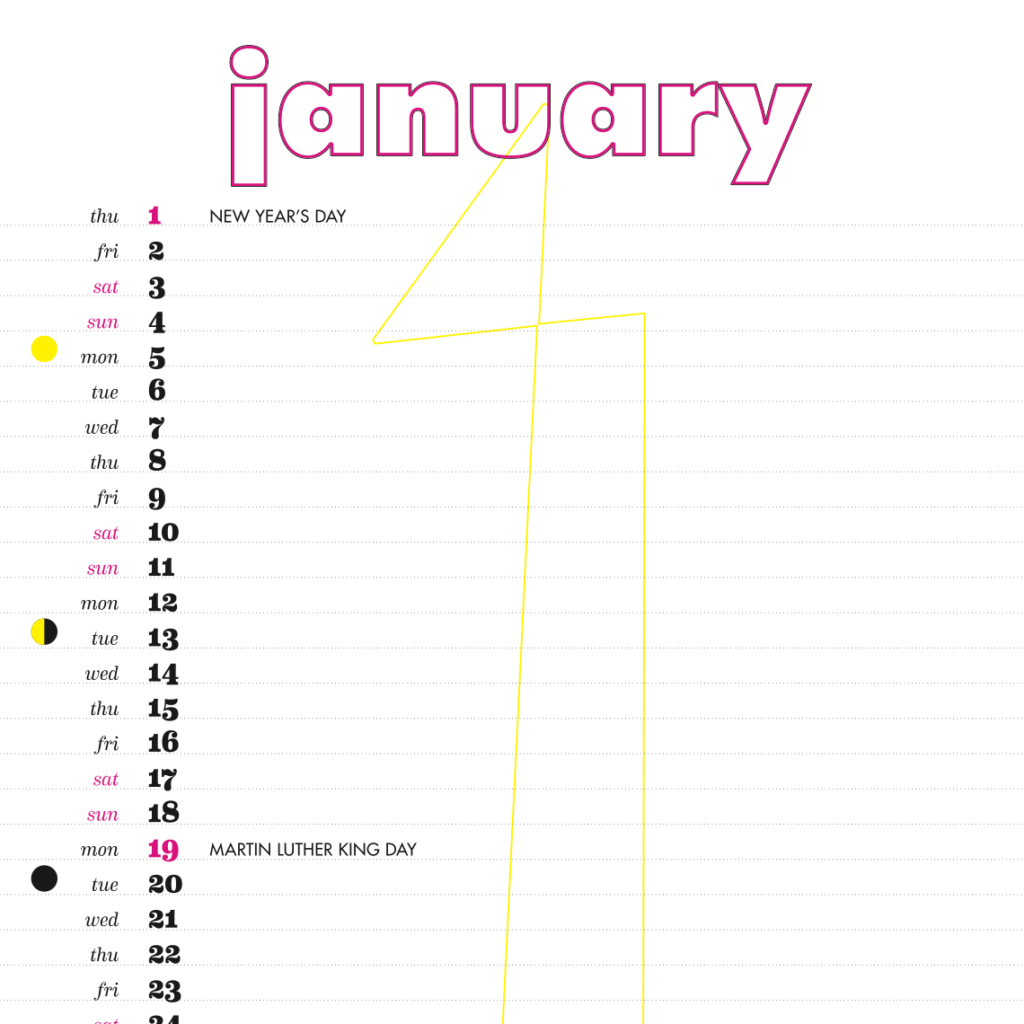 2015 self-promotional calendar, January